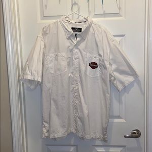 White Harley Davidson Button Down